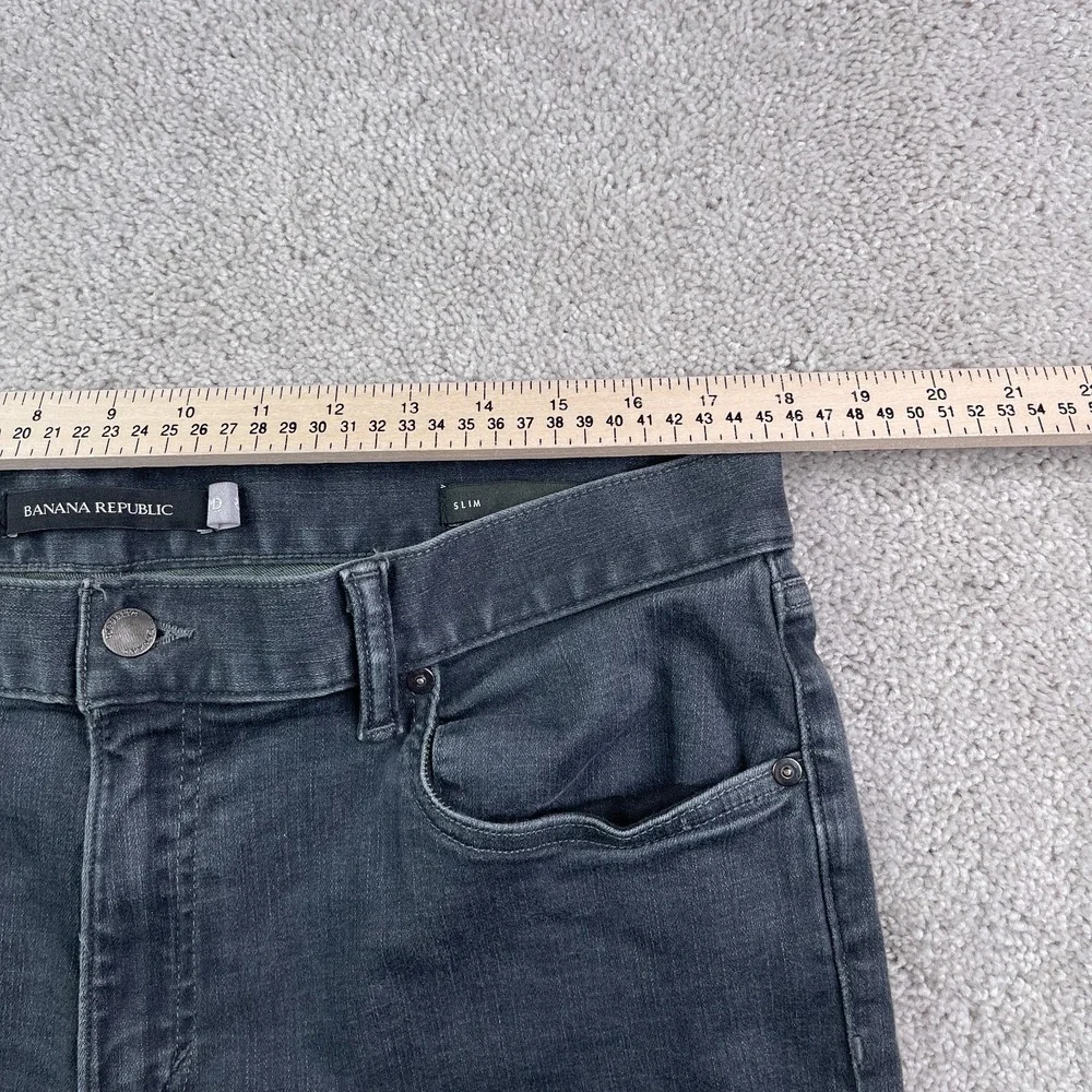 Banana Republic Jeans Mens 36x32 Gray‎ Black Slim Rapid Movement Denim Stretch
